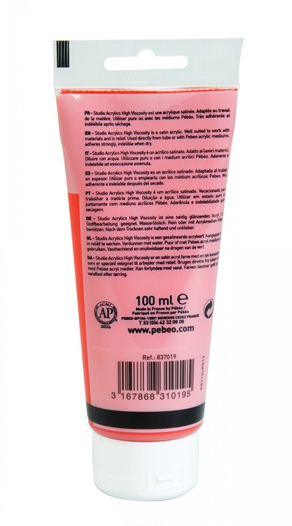 PEBEO ACRYLIC STUDIO HV100ML TRANSPARENT VERMILION