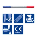 STAEDTLER FIBRE TIP 2TIPS TWIN COLOR PENS 10PCS 3280 C10