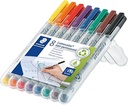 STAEDTLER LUMOCOLOUR UNIVERSAL NON PERMANENT SUPERFINE PENS 8PC SET 311 WP8