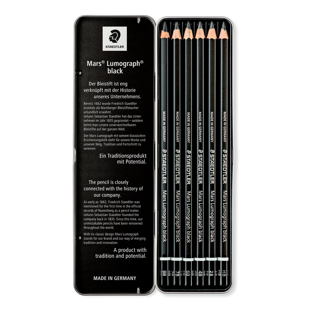 STAEDTLER PENCIL MARS LUMOGRAPH BLACK 6PCS SET 100B G6