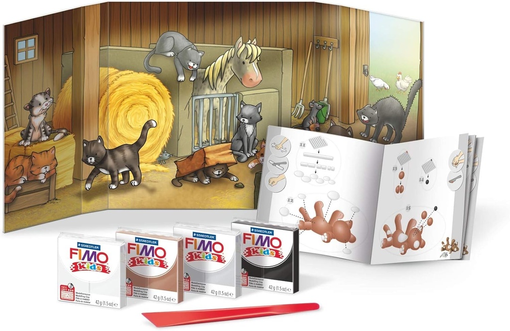 STAEDTLER SET MODELLING CLAY FIMO KIDS F0RM & PLAY CAT 8034 16 LY