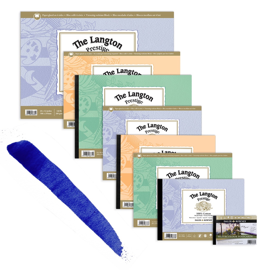 DALER ROWNEY LANGTON PRESTIGE WATERCOLOUR COLD PRESS PAD 300G 10' X 7' 12 SHEETS