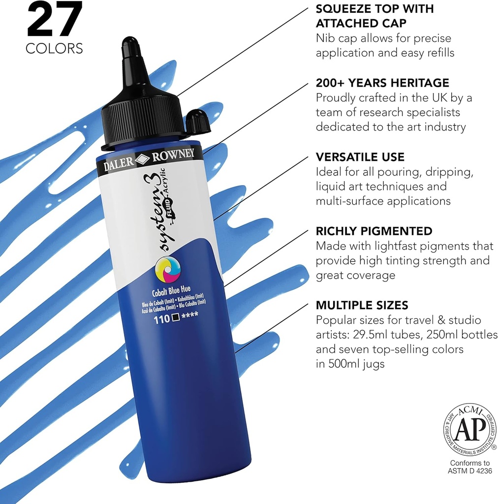 DALER ROWNEY SYSTEM3 FLUID 250ML COBALT BLUE HUE