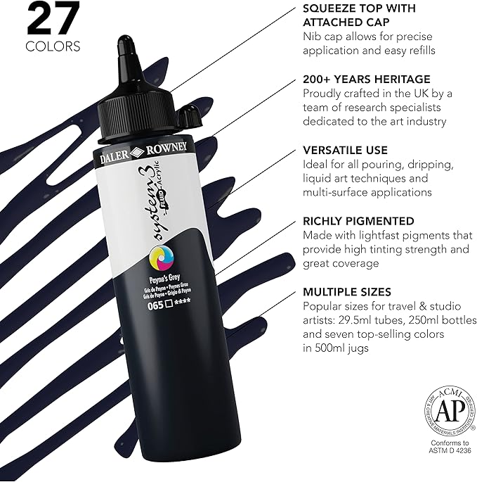 DALER ROWNEY SYSTEM3 FLUID 250ML PAYNE'S GREY
