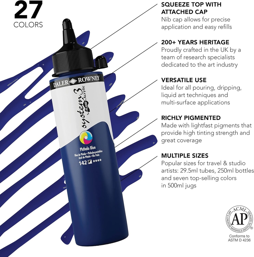 DALER ROWNEY SYSTEM3 FLUID 250ML PHTHALO BLUE