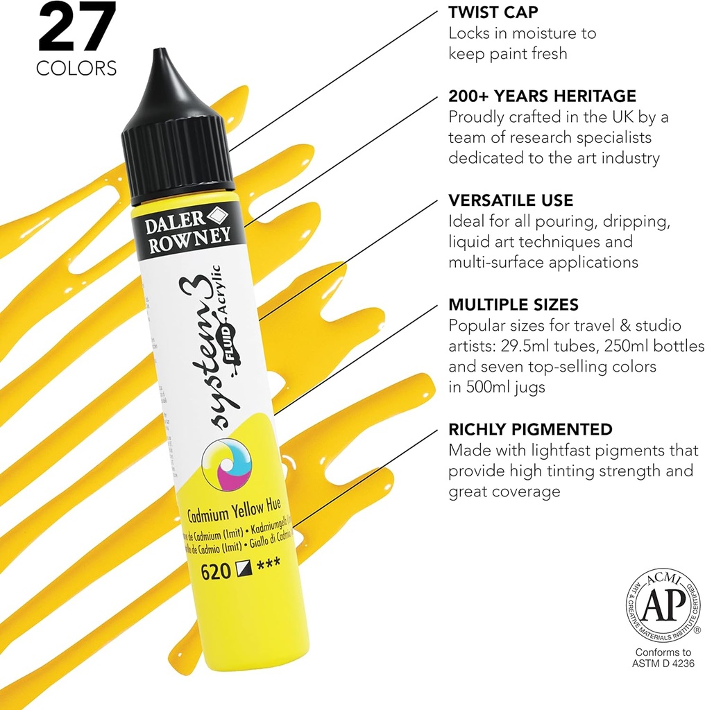 DALER ROWNEY SYSTEM3 FLUID 29.5ML CADMIUM YELLOW HUE