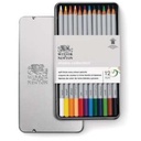 WINSOR & NEWTON COLOURED PENCIL  12 TIN SET