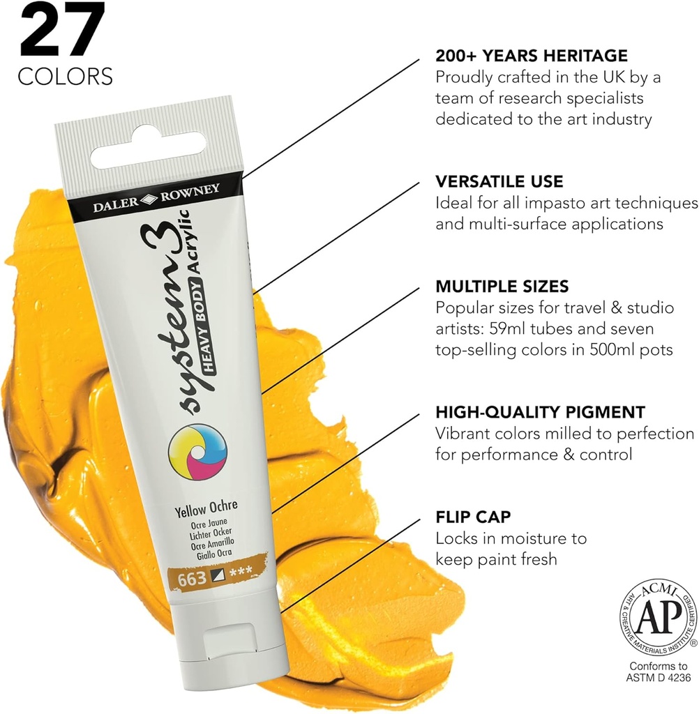 DALER ROWNEY SYSTEM3 HB 59ML YELLOW OCHRE