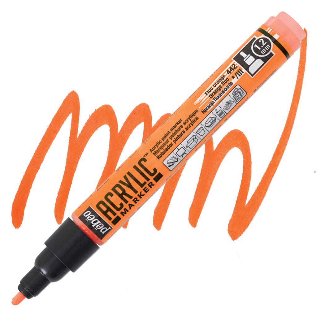 PEBEO ACRYLIC MARKER 1.2 TIP FLUORESCENT ORANGE