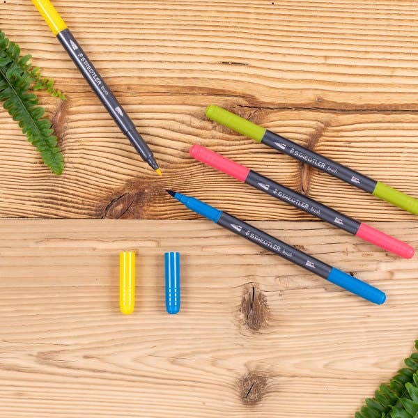 STAEDTLER DOUBLE-ENDED WATERCOLOUR BRUSH PEN - BLUE 