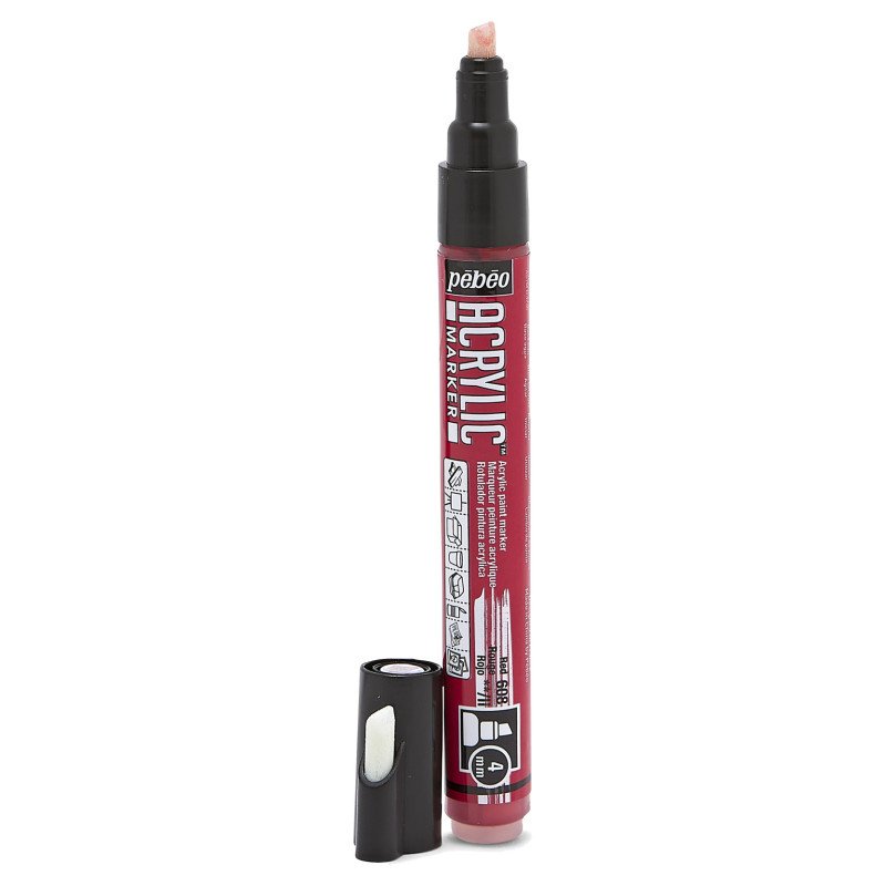 PEBEO ACRYLIC MARKER CHIESEL TP 4MM RED