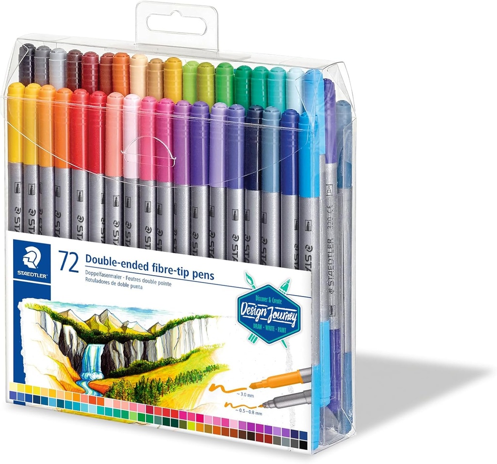 STAEDTLER DOUBLE-ENDED FIBRE-TIP PEN SET 72PCS 3200 TB72