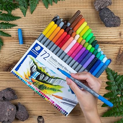 STAEDTLER DOUBLE-ENDED FIBRE-TIP PEN SET 72PCS 3200 TB72