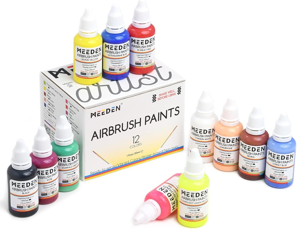 Meeden Airbrush Paint 12 Colors Set , 30 ml / 3 oz