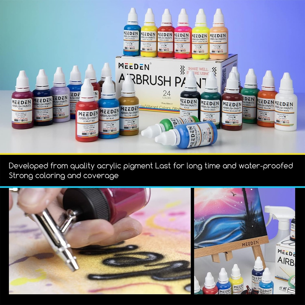 Meeden Airbrush Paint 24 Colors Set, 30 ml / 3 oz