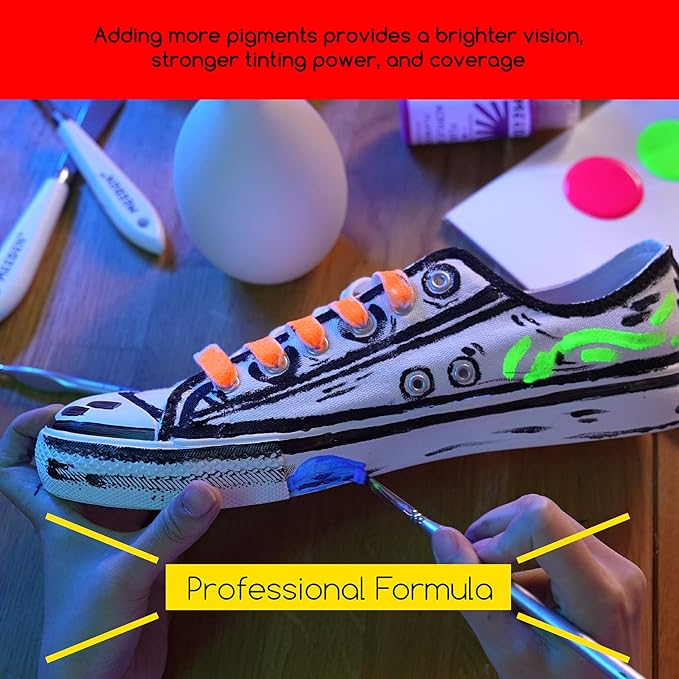 Meeden Fluid Fluorescent Acrylic Paint Set, 6 Colors, 60 ml / 2 oz