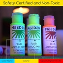 Meeden Fluid Fluorescent Acrylic Paint Set, 6 Colors, 60 ml / 2 oz