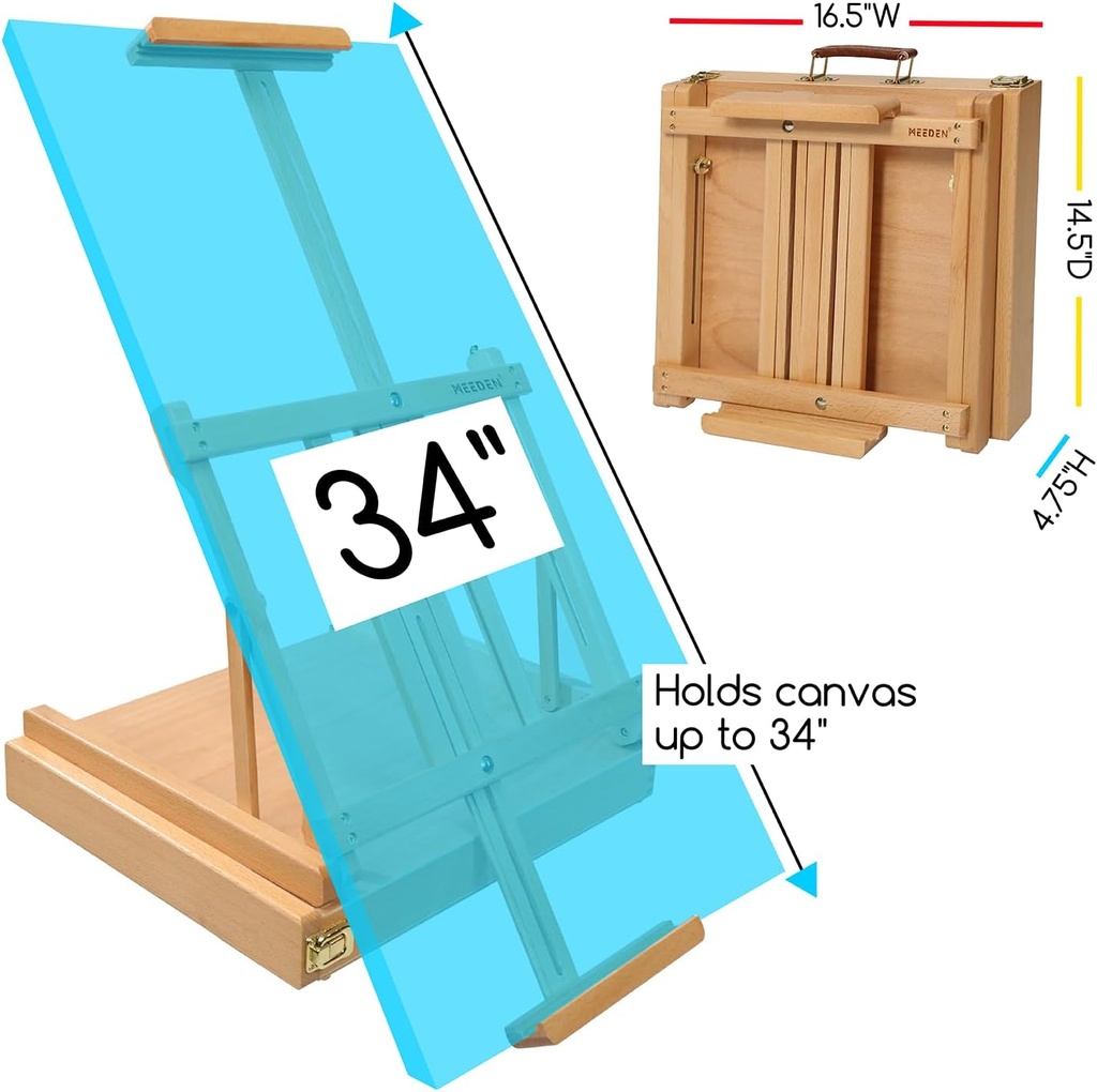 Meeden Table top wooden box drawer easel 