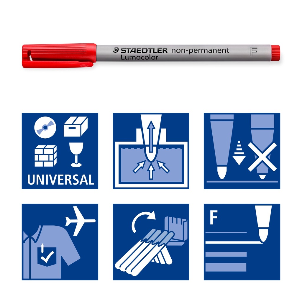 STAEDTLER UNIVERSAL PEN LUMOCOLOR NON-PERMANENT FINE ASSORTED SET 6PC 316 WP6