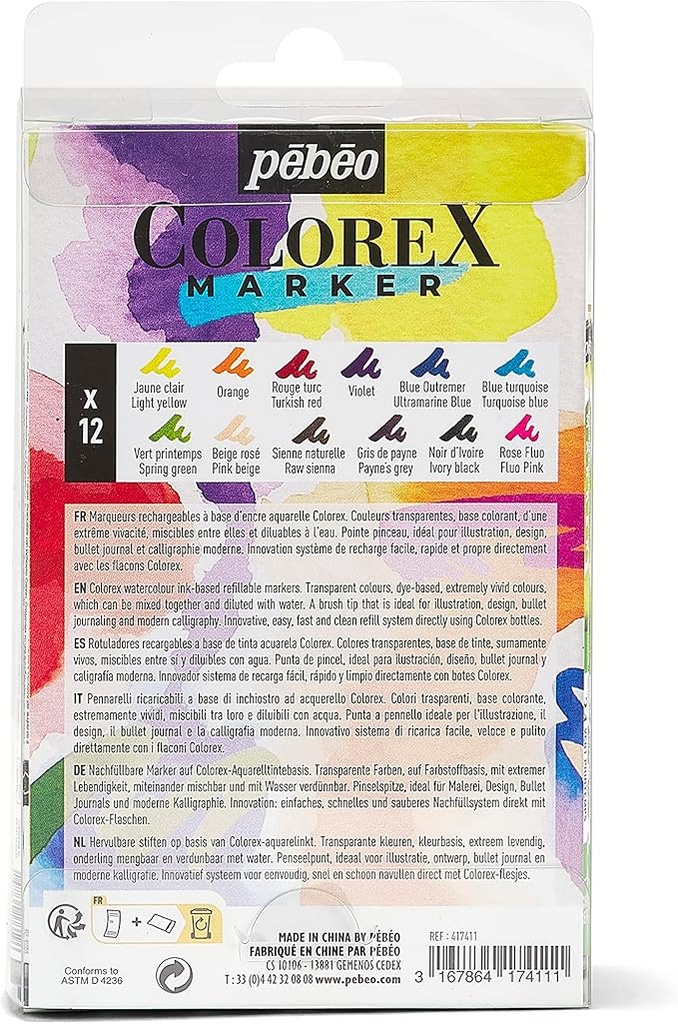 PEBEO COLOREX MARKER SET 12 ESSENTIAL