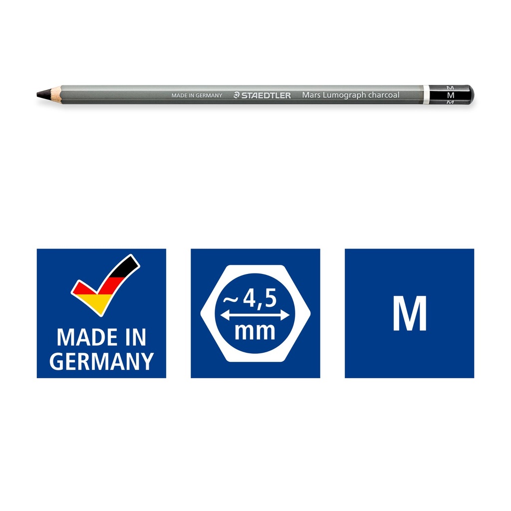 STAEDTLER PENCIL MARS LUMOGRAPH MEDIUM CHARCOAL 100C-M 