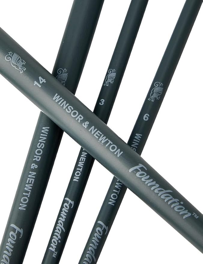 WINSOR & NEWTON FOUNDATION ACRYLIC SYNTHETIC BRUSH SHORT HANDLE 3 PACK