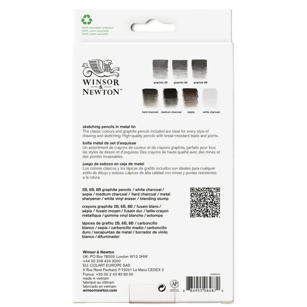 WINSOR & NEWTON SKETCHING PENCIL X10 TIN SET