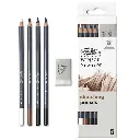 WINSOR & NEWTON SKETCHING PENCIL X5 WITH ERASER BLISTER SET