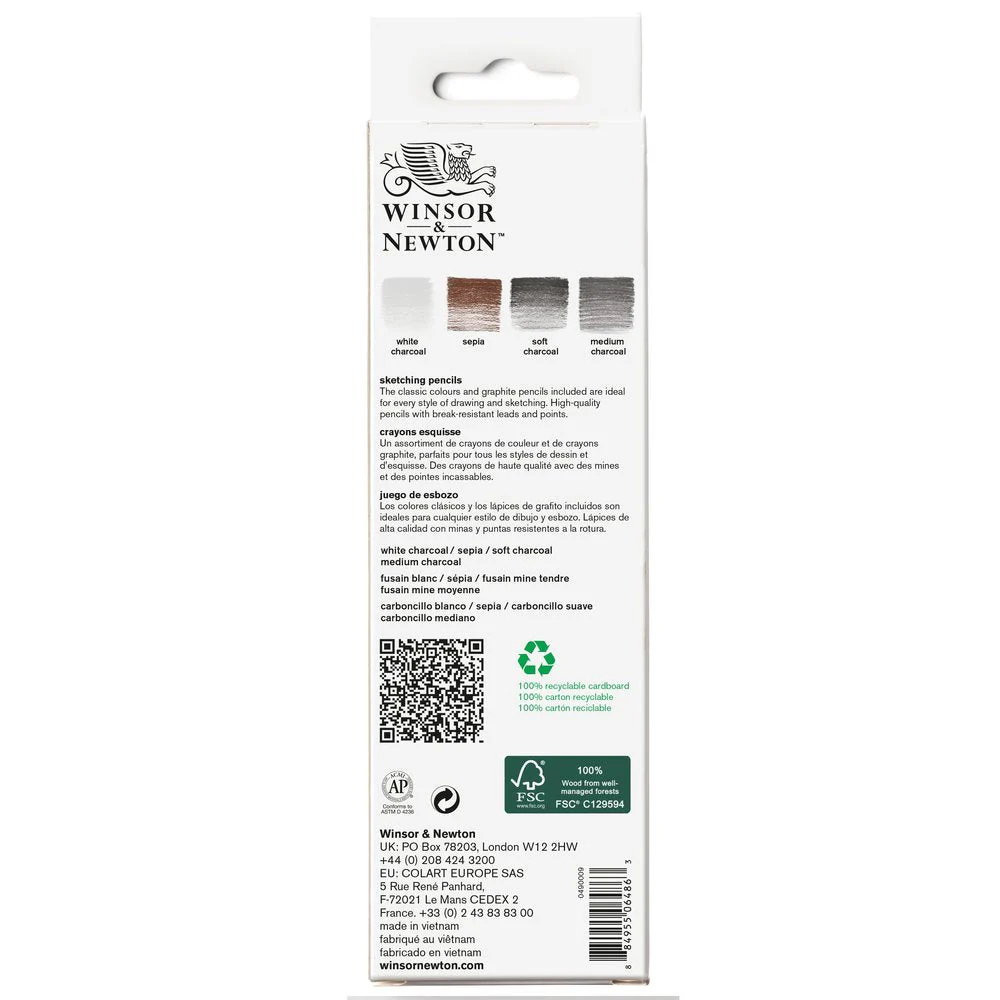 WINSOR & NEWTON SKETCHING PENCIL X5 WITH ERASER BLISTER SET