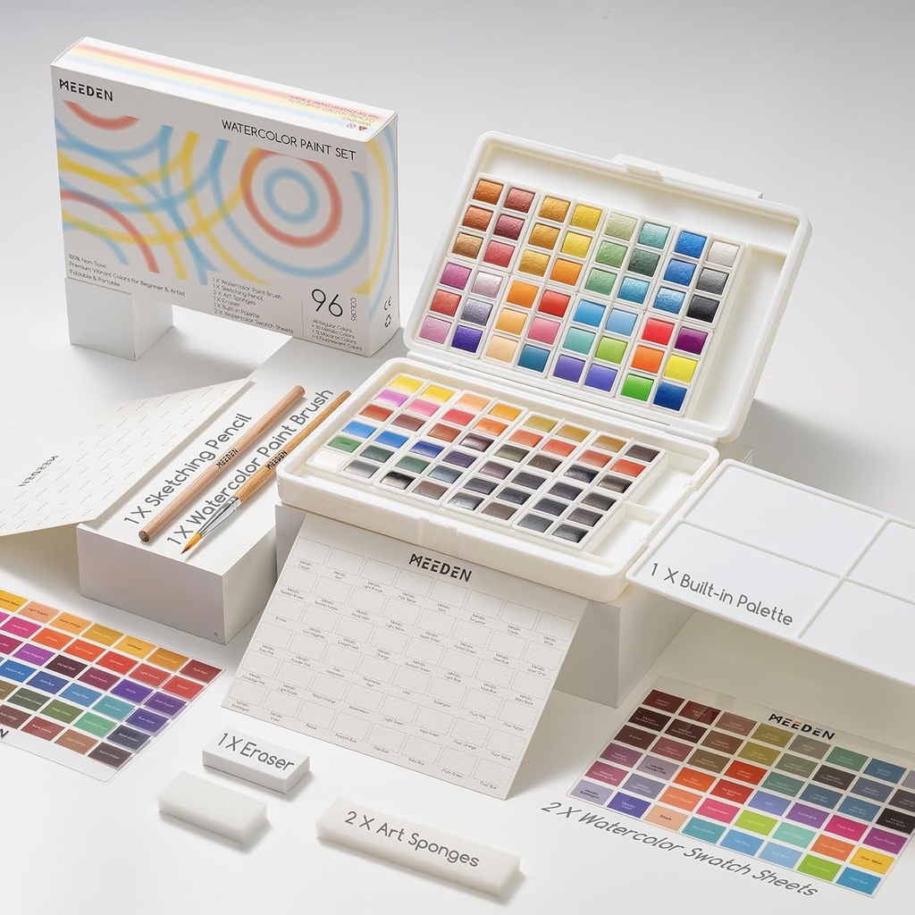 MEEDEN 96-Color Solid Watercolor Set