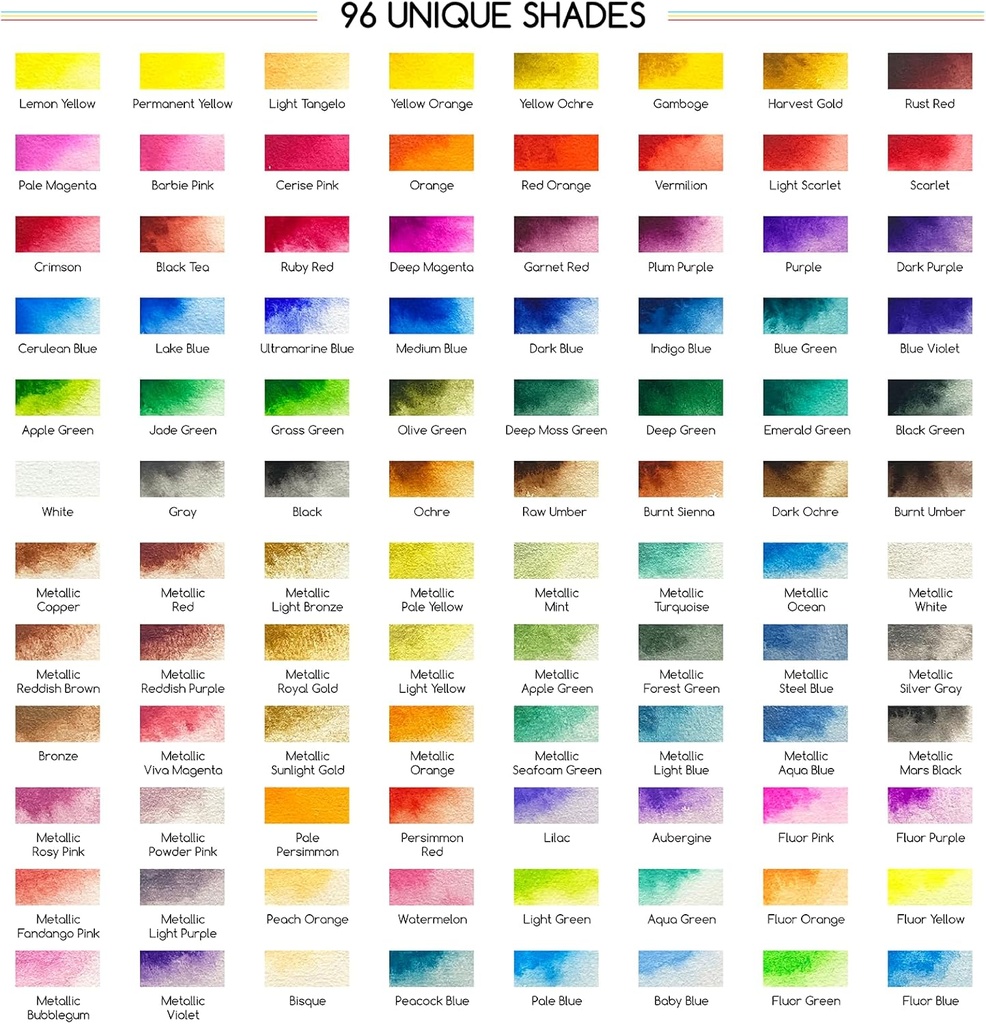 MEEDEN 96-Color Solid Watercolor Set