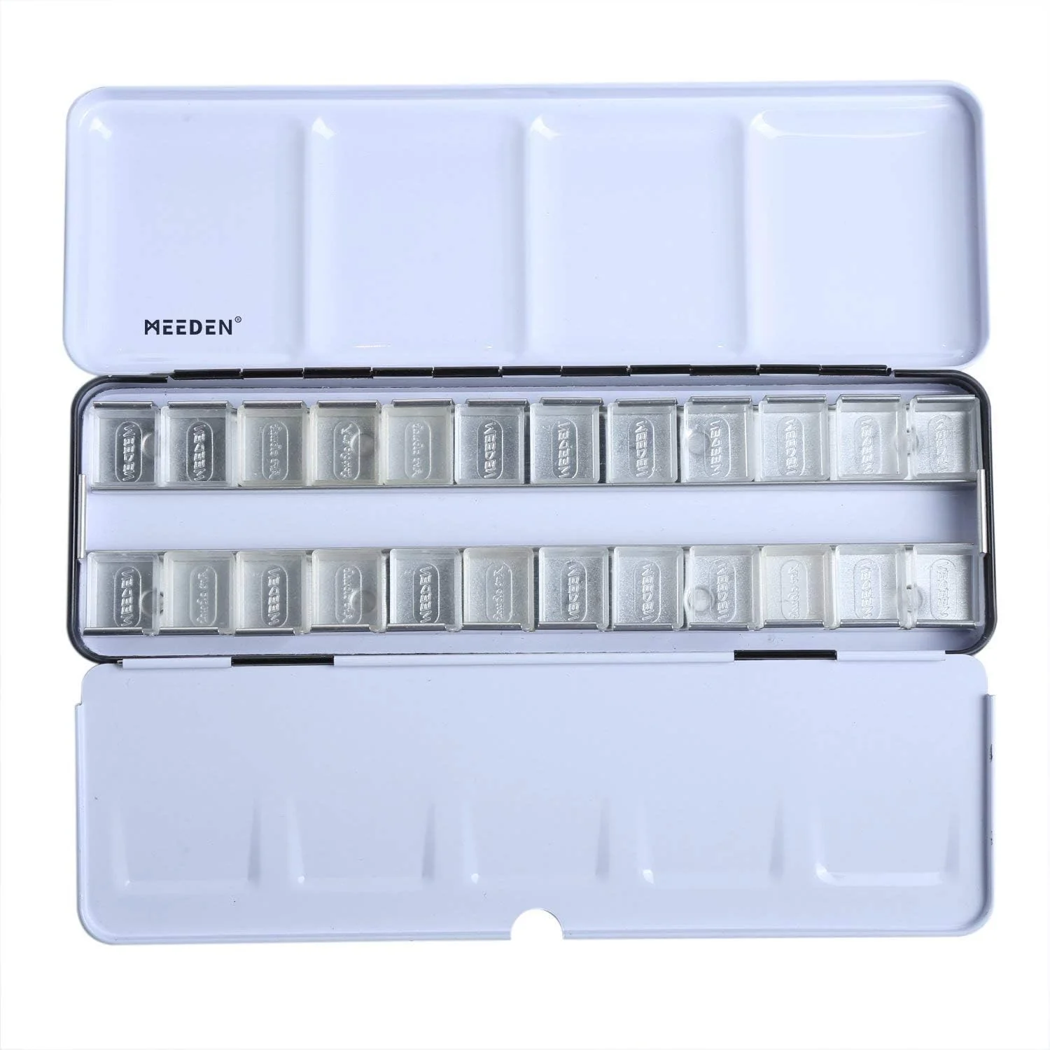 MEEDEN Travel Water Color Paint Palette Tin with 12 Half Pans Black