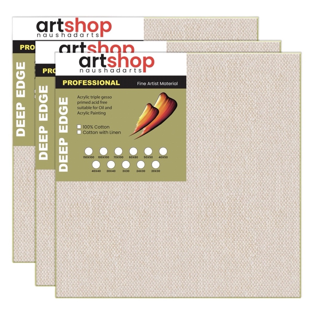 100 X 100cm Deep Edge Canvas 350g Cotton with Linen  