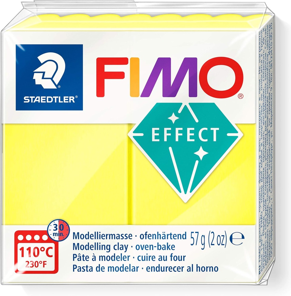 STAEDTLER MODELLING CLAY FIMO EFFECT 57G NEON YELLOW 8010-101