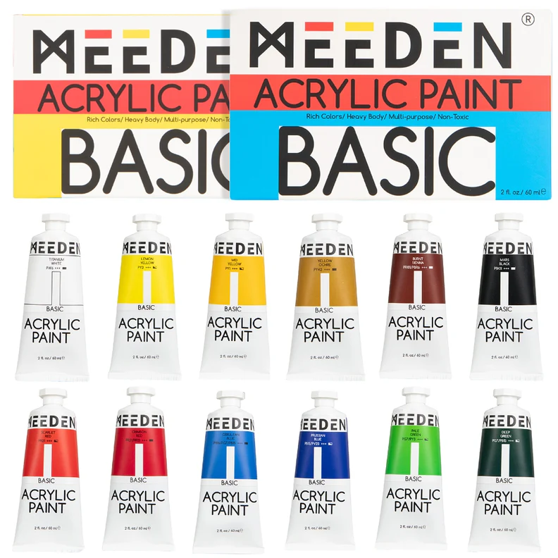 Meeden basic acrylic paint set ,6 Tubes,60ml /2 oz (yellow)