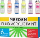 Meeden Fluid Fluorescent Acrylic Paint Set, 6 Colors, 60 ml / 2 oz