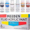 Meeden Fluid Metallic Acrylic Paint Set, 6 Colors, 60 ml / 2 oz
