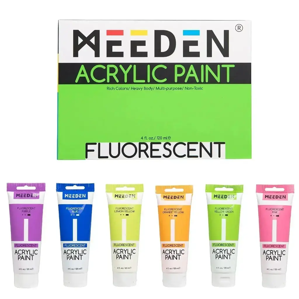 Meeden Fluorescent Acrylic Paint Set, 6 Tubes, 120 ml / 4.06 oz