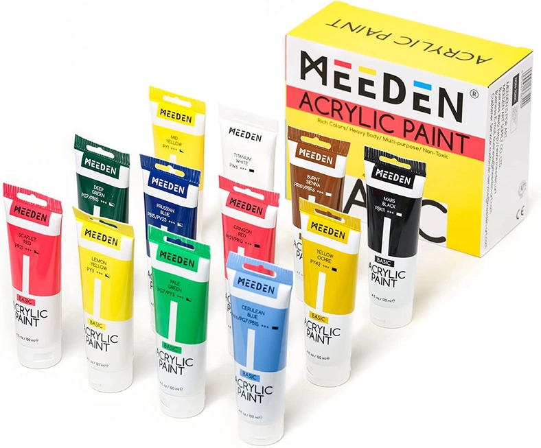 Meeden Basic Acrylic Paint Set, 12 Tubes, 120 ml / 4 oz
