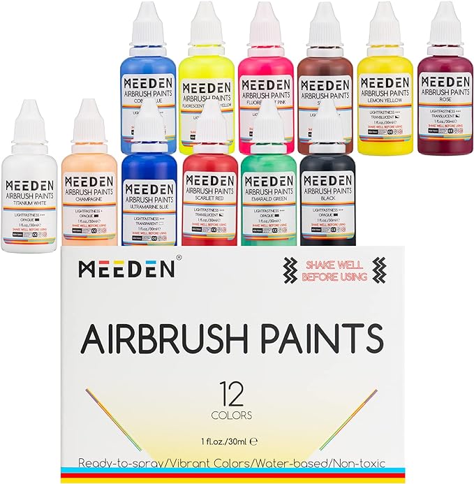 Meeden Airbrush Paint 12 Colors Set , 30 ml / 3 oz