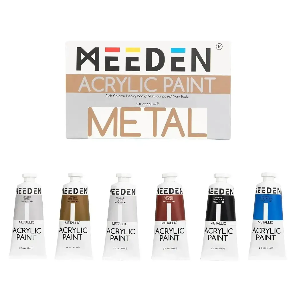 Meeden metalic Acrylic Paint set 6 Tubes, 60ml / 2 oz
