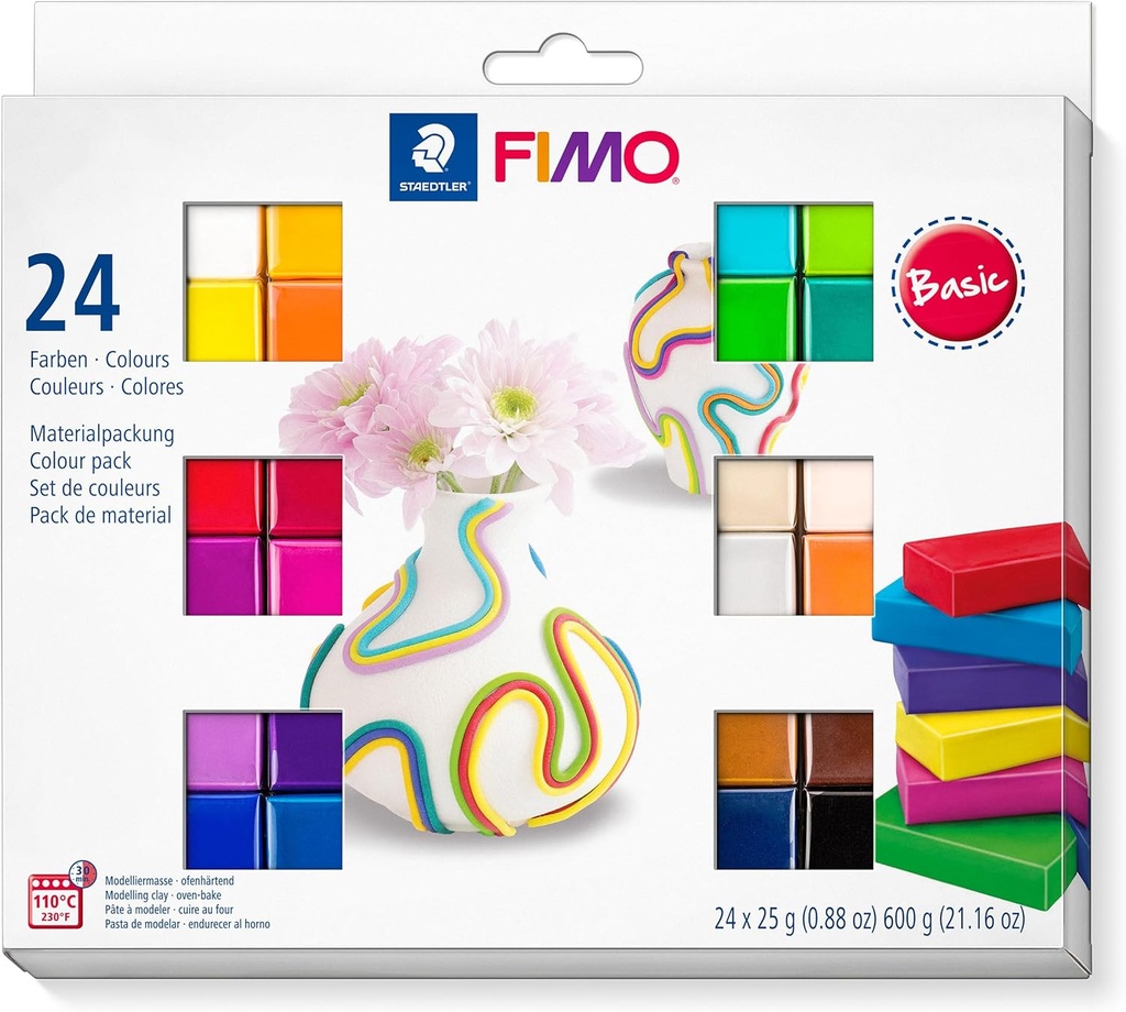 STAEDTLER MODELLING CLAY FIMO SOFT COLOUR PACK BASIC 8023 C24-1