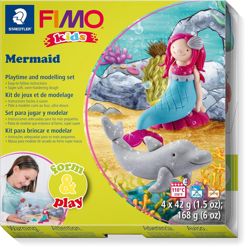 STAEDTLER SET MODELLING CLAY FIMO KIDS FORM & PLAY MERMAID 8034 12 LY