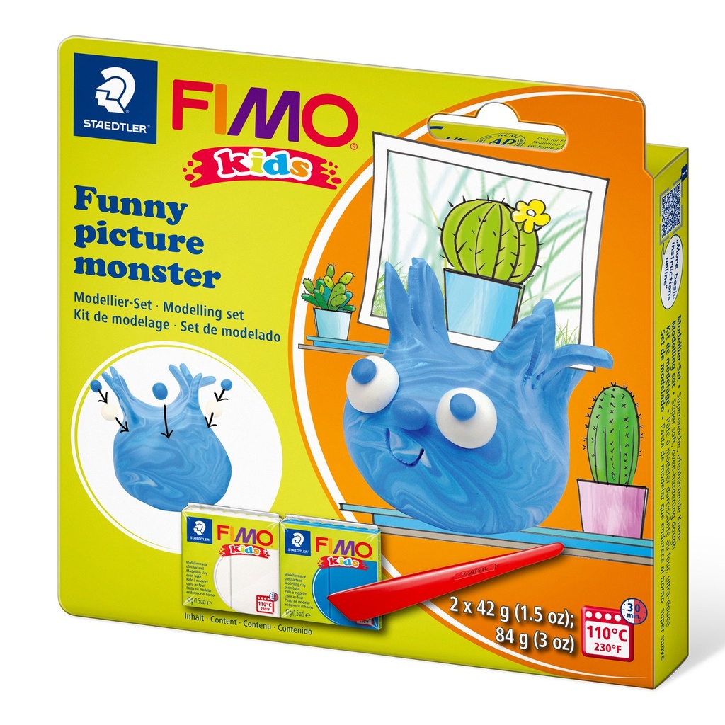 STAEDTLER SET MODELLING CLAY FIMO KIDS FUNNY PICTURE MONSTER 8035 24