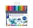 STAEDTLER DOUBLE-ENDED WATERCOLOUR MARKER BRUSH PENS 18 PCS 3001 TB18