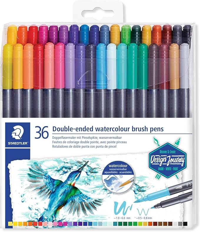 STAEDTLER DOUBLE-ENDED WATERCOL. BRUSH 36PCS