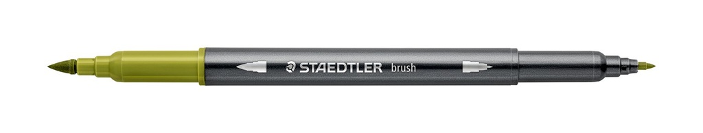 STAEDTLER DOUBLE-ENDED WATERCOLOUR BRUSH PEN - OLIVE GREEN