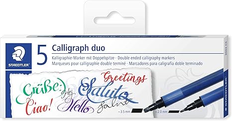 STAEDTLER CALLIGRAPH DUO MARKERS, 5 PCS