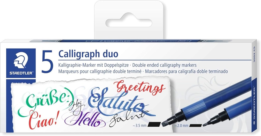 STAEDTLER DOUBLE ENDED CALLIGRAPHY MARKERS, 5 PCS SET 3002 C5