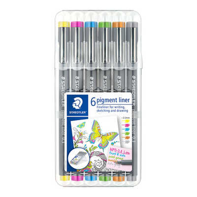 STAEDTLER FINELINER PIGMENT LINUS 0.3MM 6 COLOUR